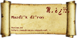 Mazák Áron névjegykártya