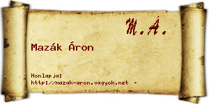 Mazák Áron névjegykártya